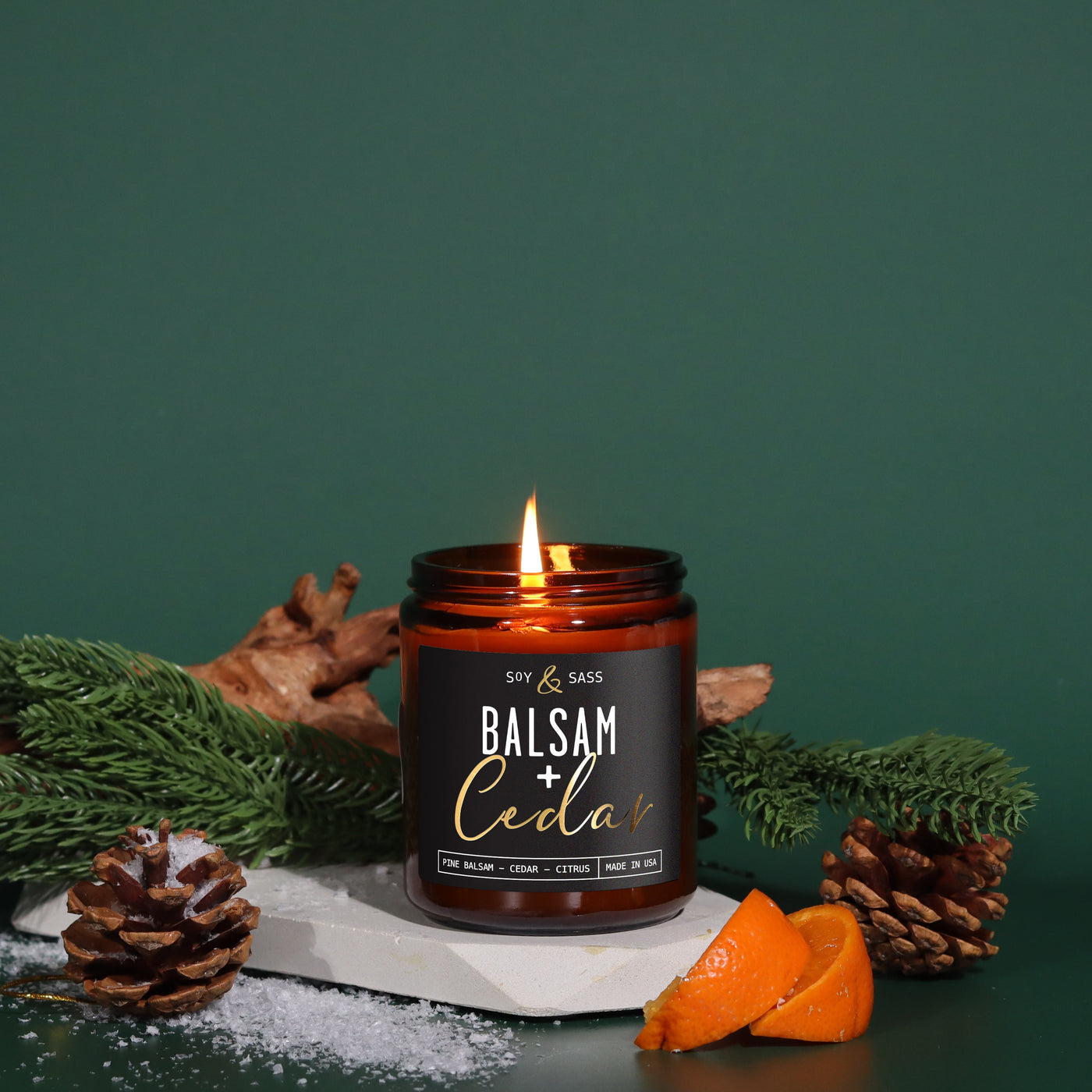 balsam and cedar candle