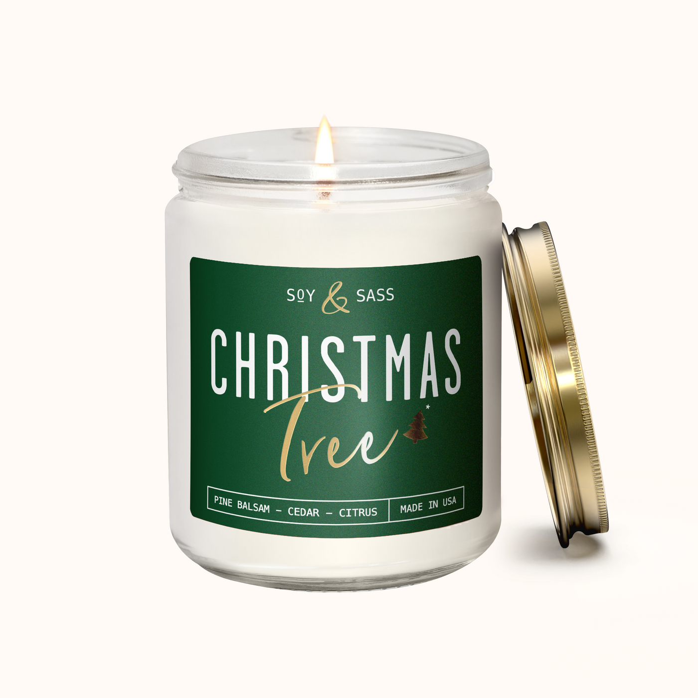 Christmas Tree Soy Candle (Green Label)